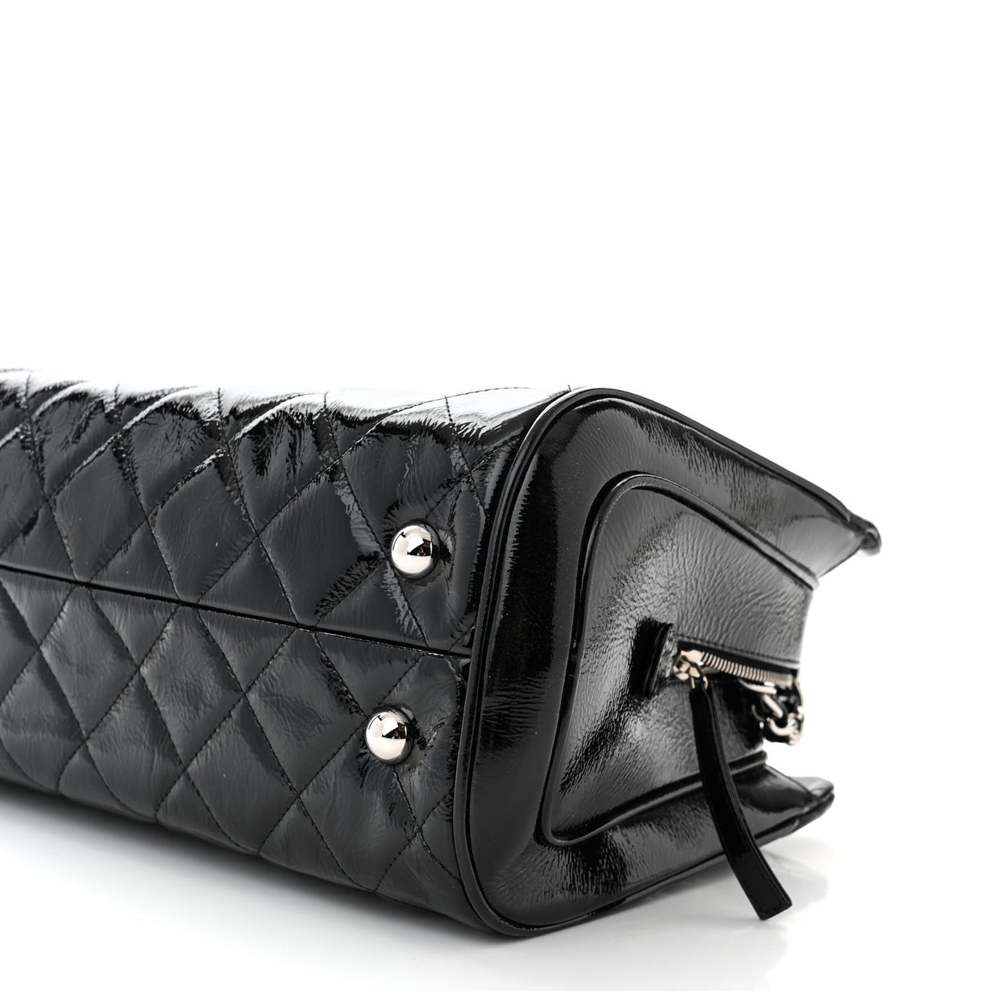Patent Quilted Tote Black