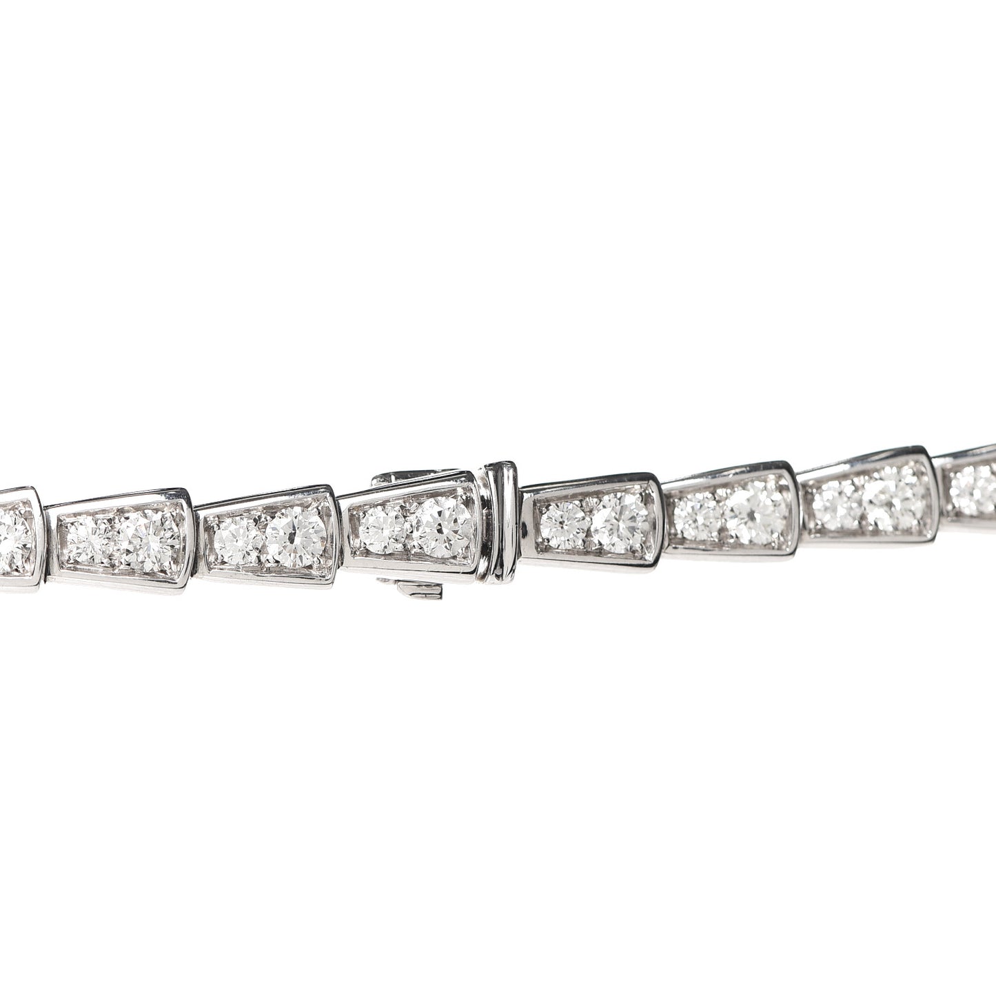 18K White Gold Diamond Serpenti Viper Slim Pave Necklace