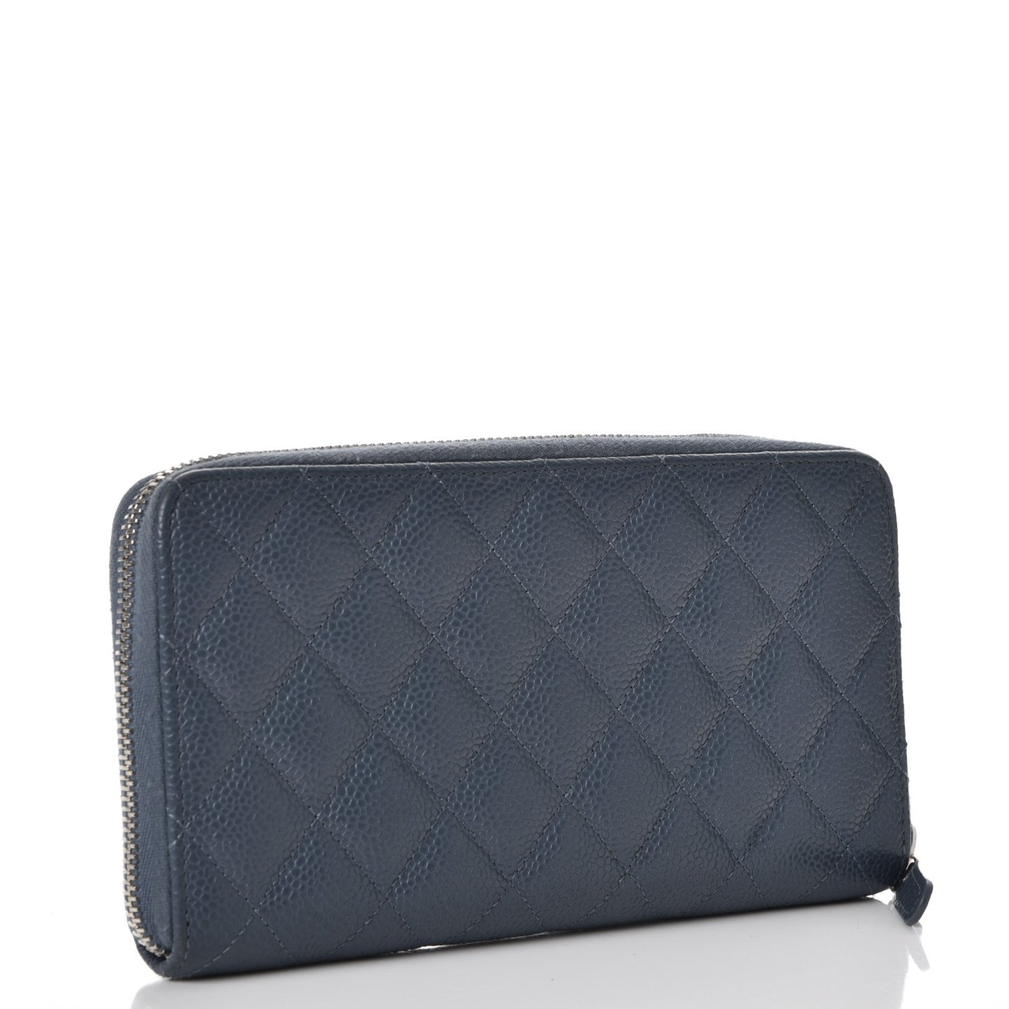 Caviar Quilted Large Gusset Zip Around Wallet Blue