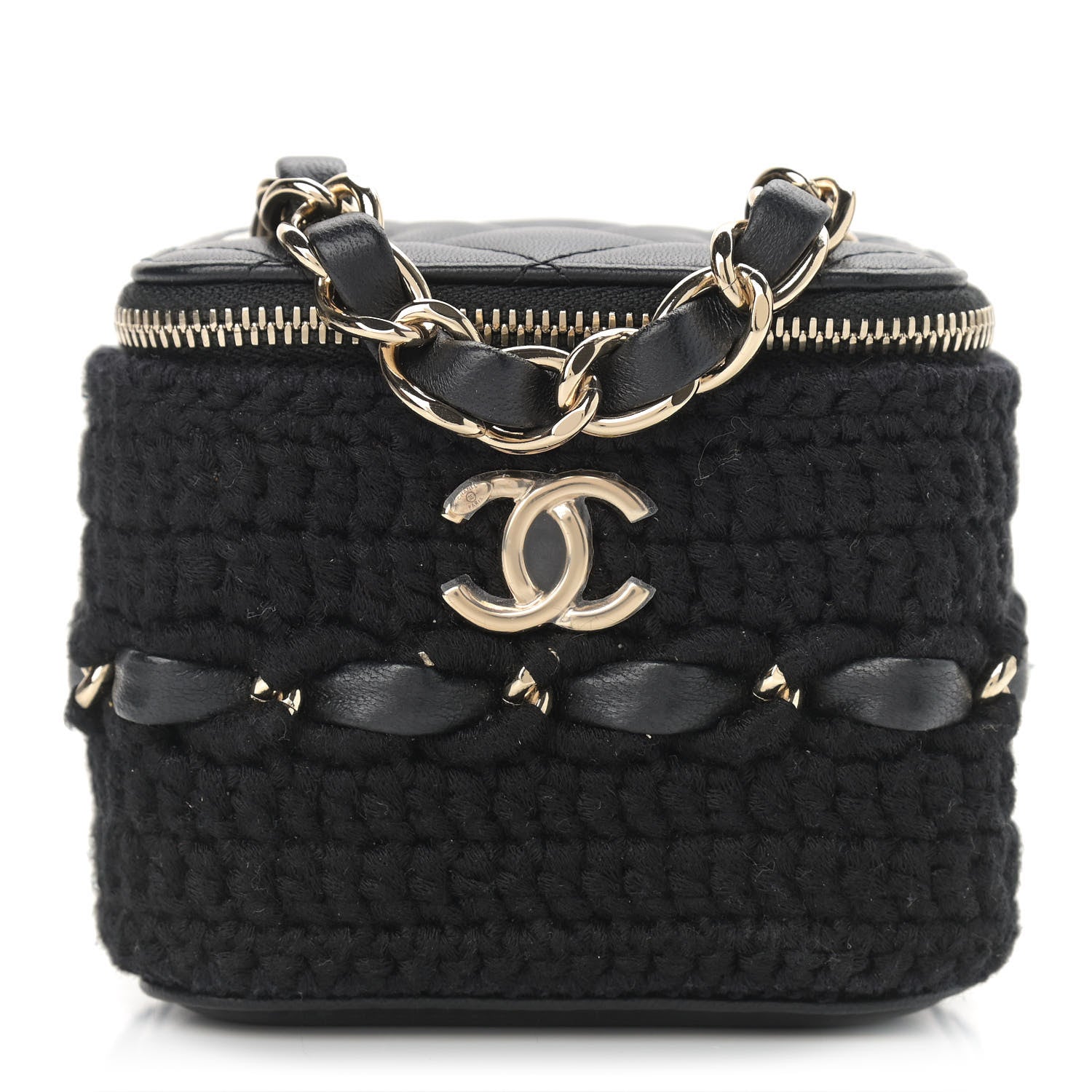 Chanel Lambskin Crochet Small Vanity Case With Chain Black 1 of 9