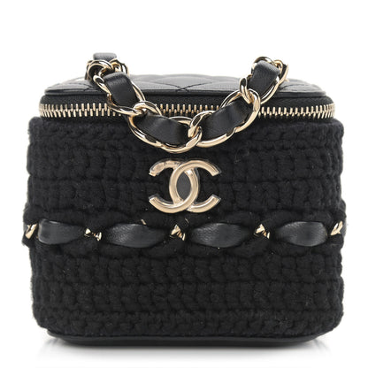 Chanel Lambskin Crochet Small Vanity Case With Chain Black 1 of 9