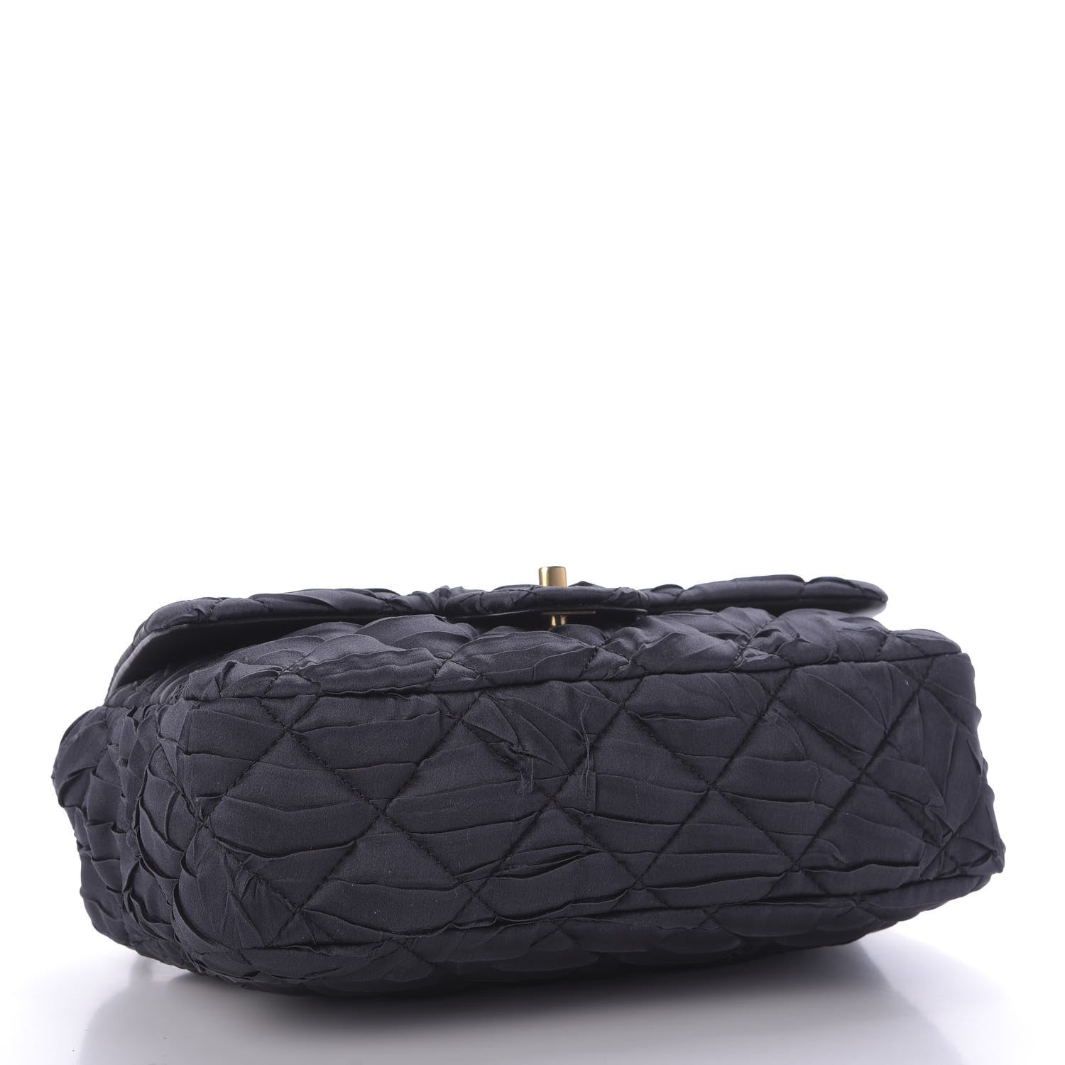 Chanel Satin Quilted Pleated Medium Single Flap Navy 4 of 10