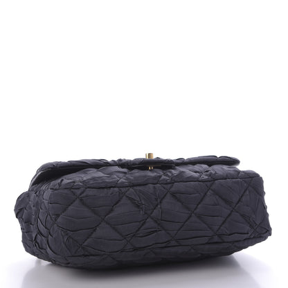 Chanel Satin Quilted Pleated Medium Single Flap Navy 4 of 10