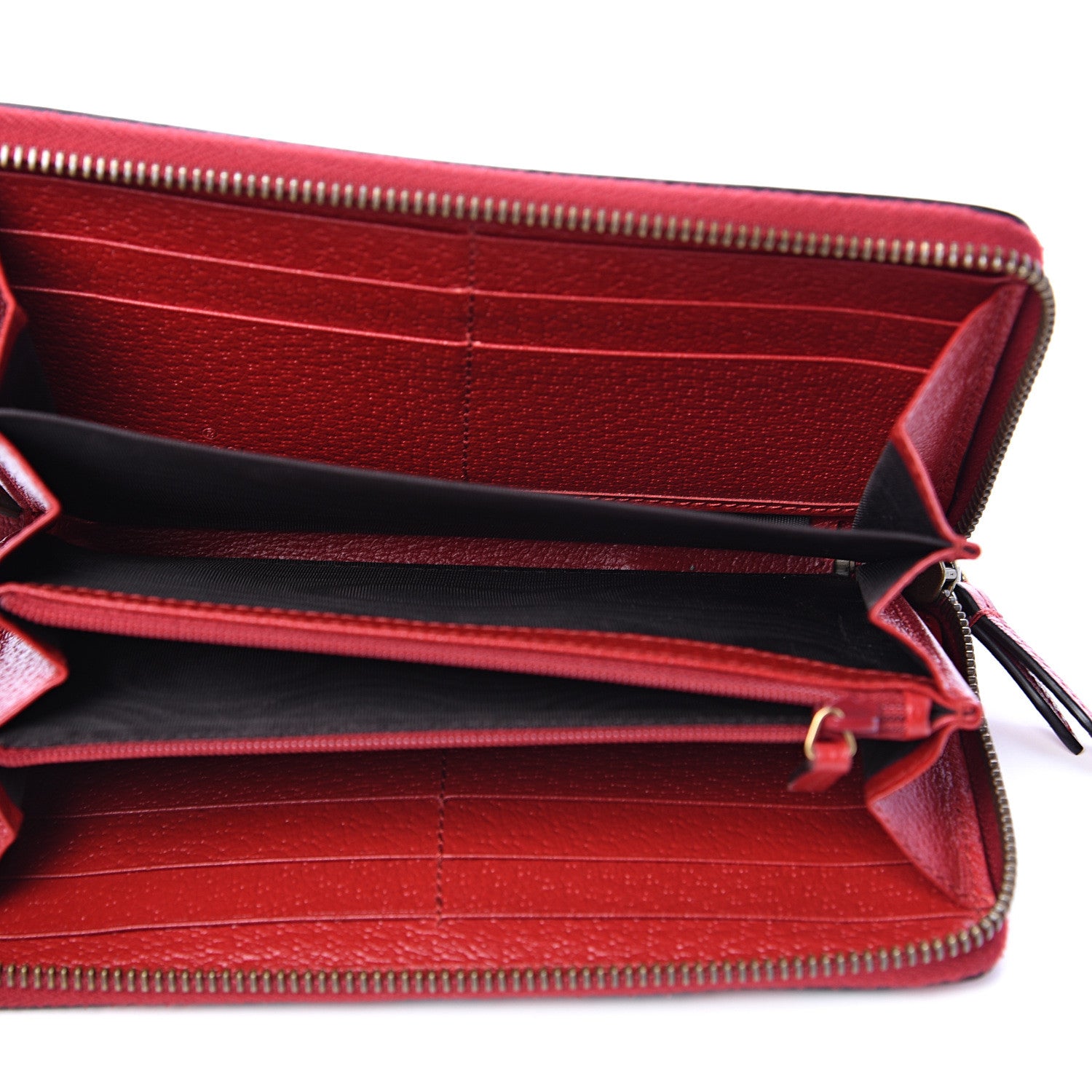 Gucci Calfskin Striped Kingsnake Zip Around Wallet Red 4 of 6