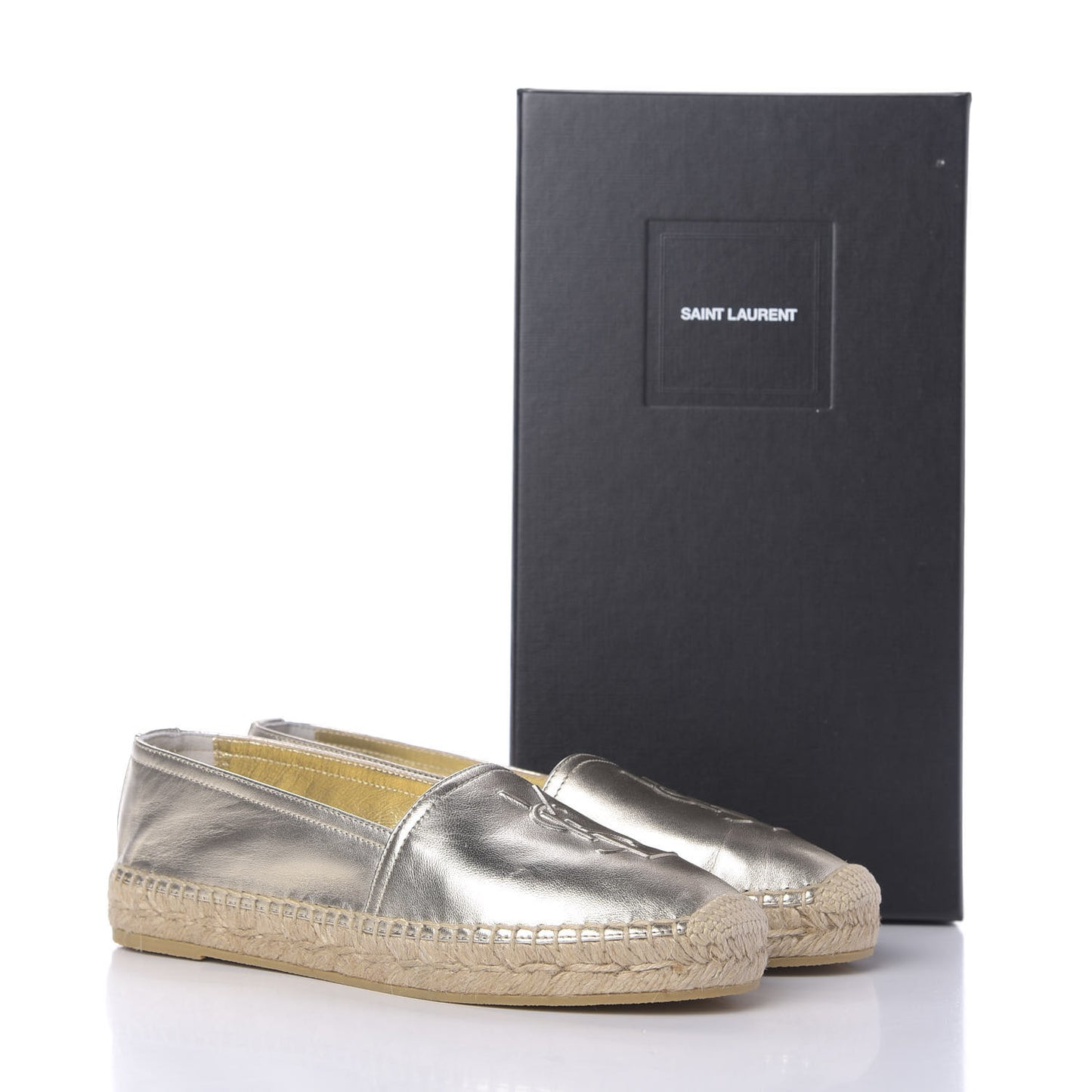 Metallic Lambskin Monogram Espadrilles 37 Platino
