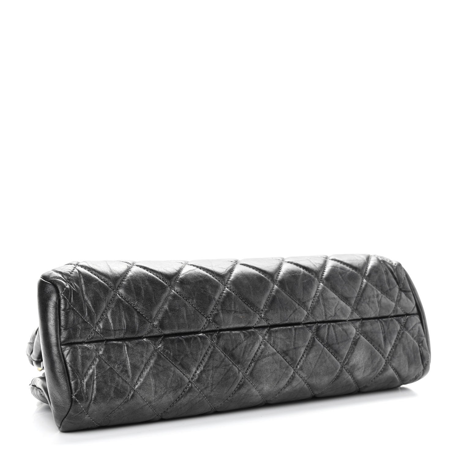 Chanel Aged Calfskin Quilted Medium Just Mademoiselle Bowling Bag Grey 3 of 11