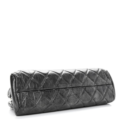 Chanel Aged Calfskin Quilted Medium Just Mademoiselle Bowling Bag Grey 3 of 11