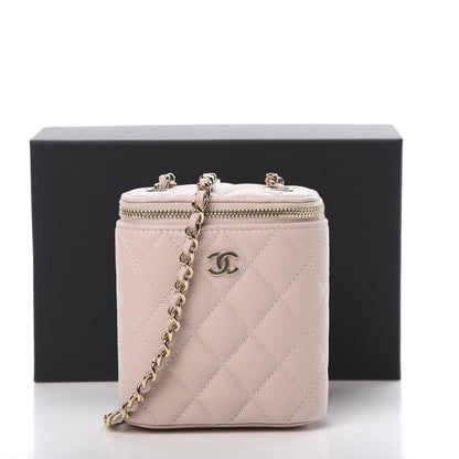 Chanel Caviar Quilted Small Vertical Coco Beauty Vanity Case With Chain Light Pink 11 of 11