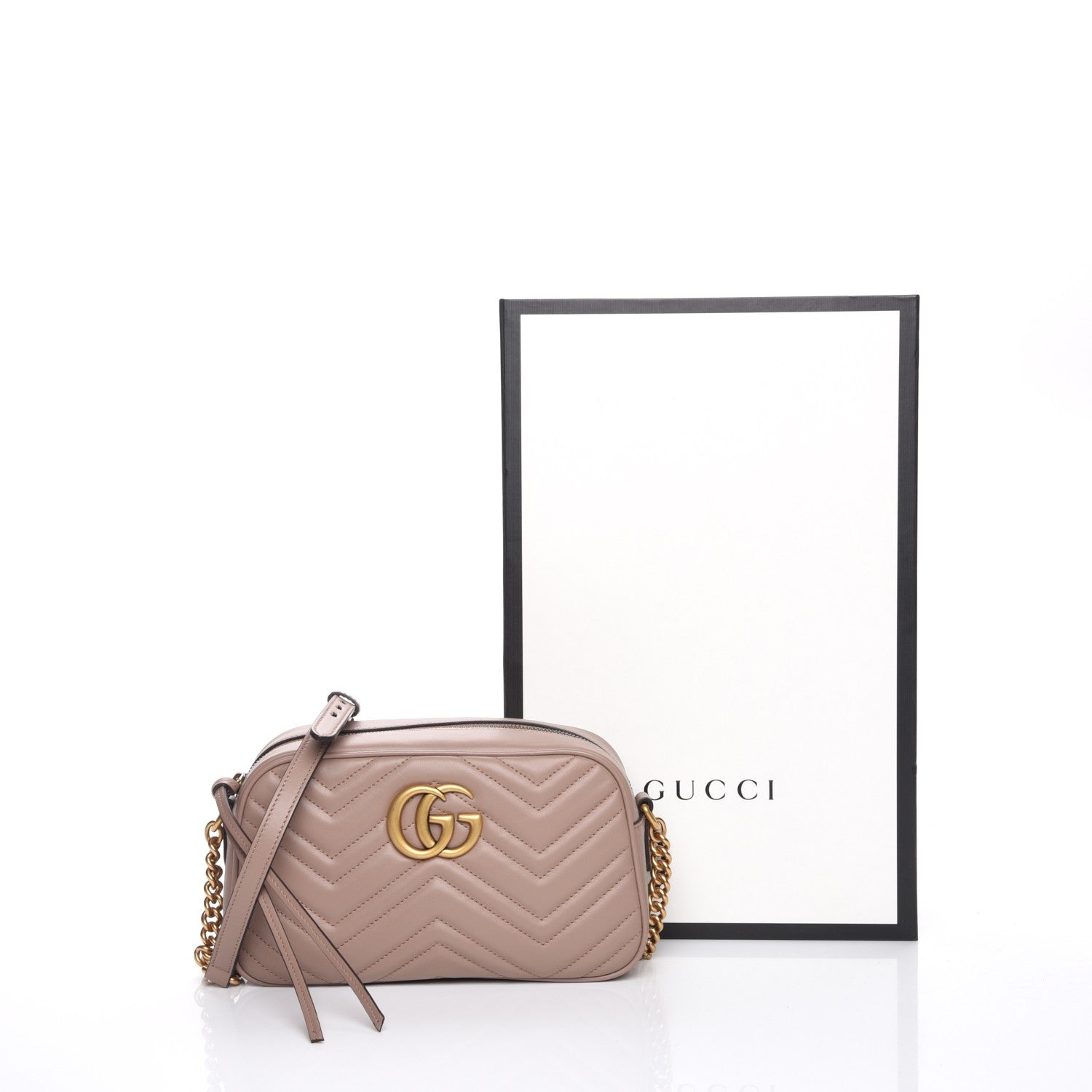 Gucci Calfskin Matelasse Small GG Marmont Chain Shoulder Bag Taupe 8 of 8