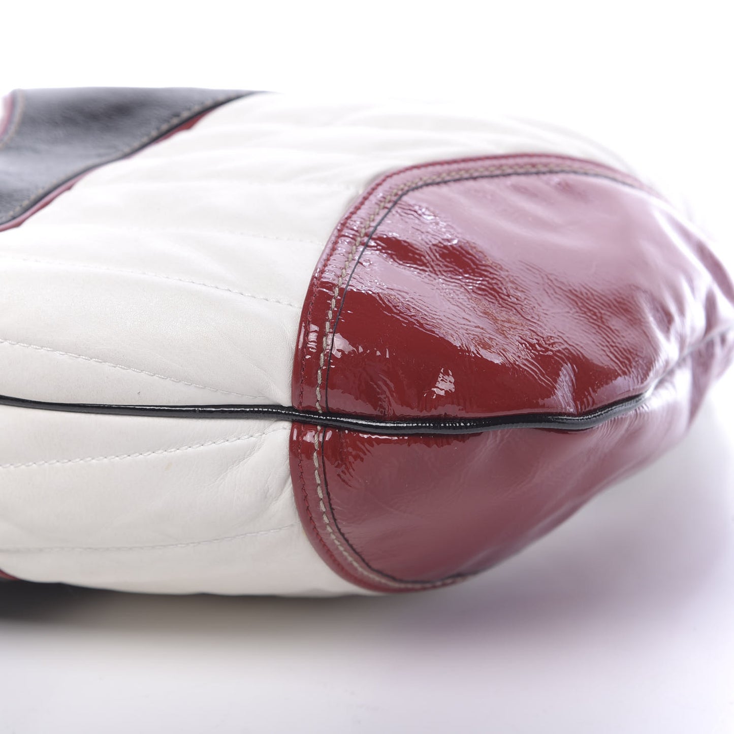 Patent Calfskin Medium Snow Glam Hobo Black White Red