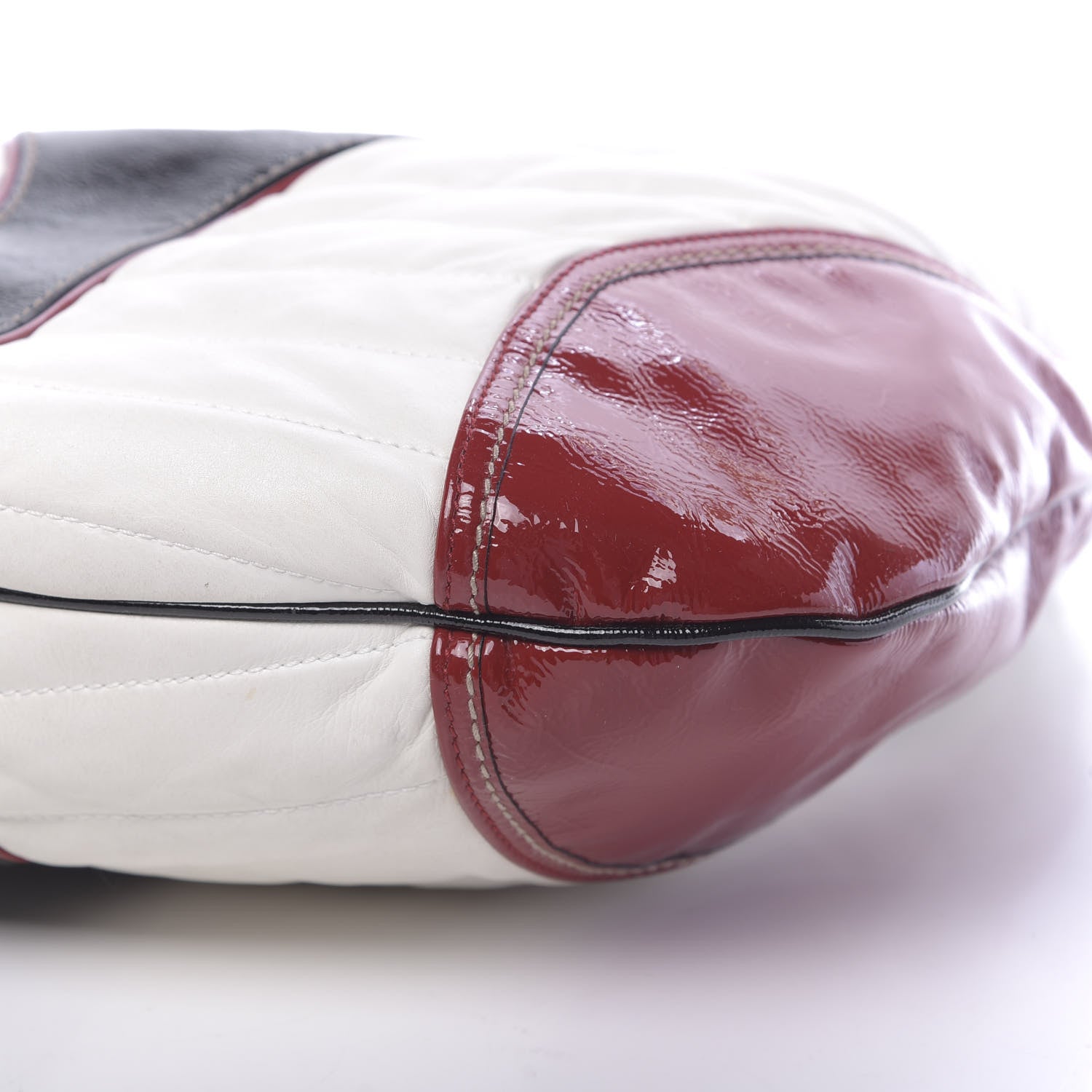 Gucci Patent Calfskin Medium Snow Glam Hobo Black White Red 9 of 10