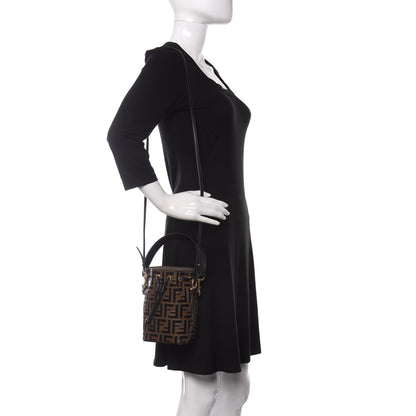 Fendi Vitello Liberty F is Fendi Bi-Color FF 1974 Embossed Mini Mon Tresor Bucket Bag Maya Black 2 of 9