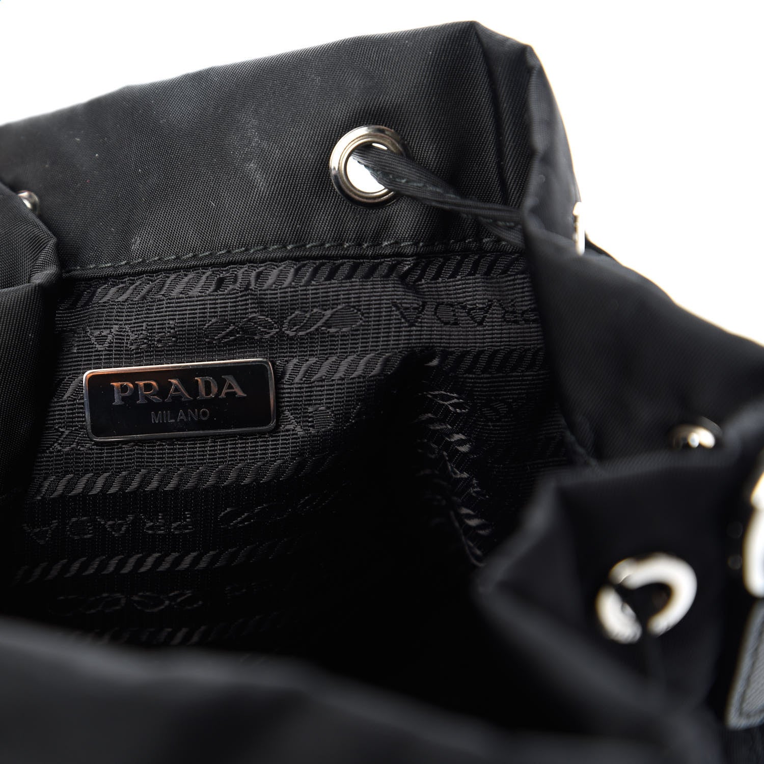 Prada Tessuto Nylon Saffiano Smalto Mini Bucket Crossbody Bag Black 8 of 9