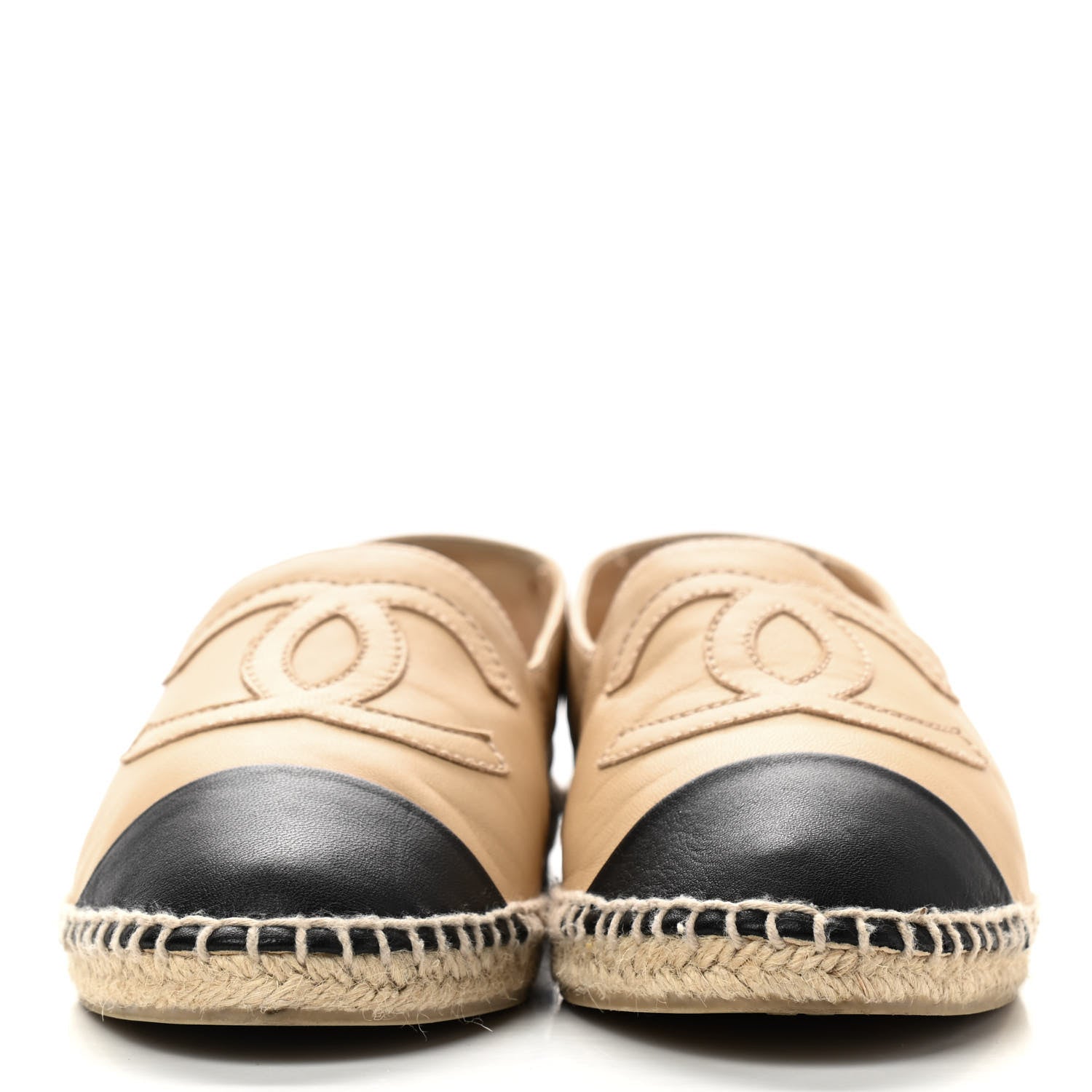 Chanel Lambskin CC Espadrilles 38 Beige Black 2 of 11