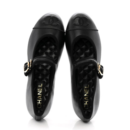 Chanel Lambskin Mary Jane Flats 37.5 Black 2 of 10