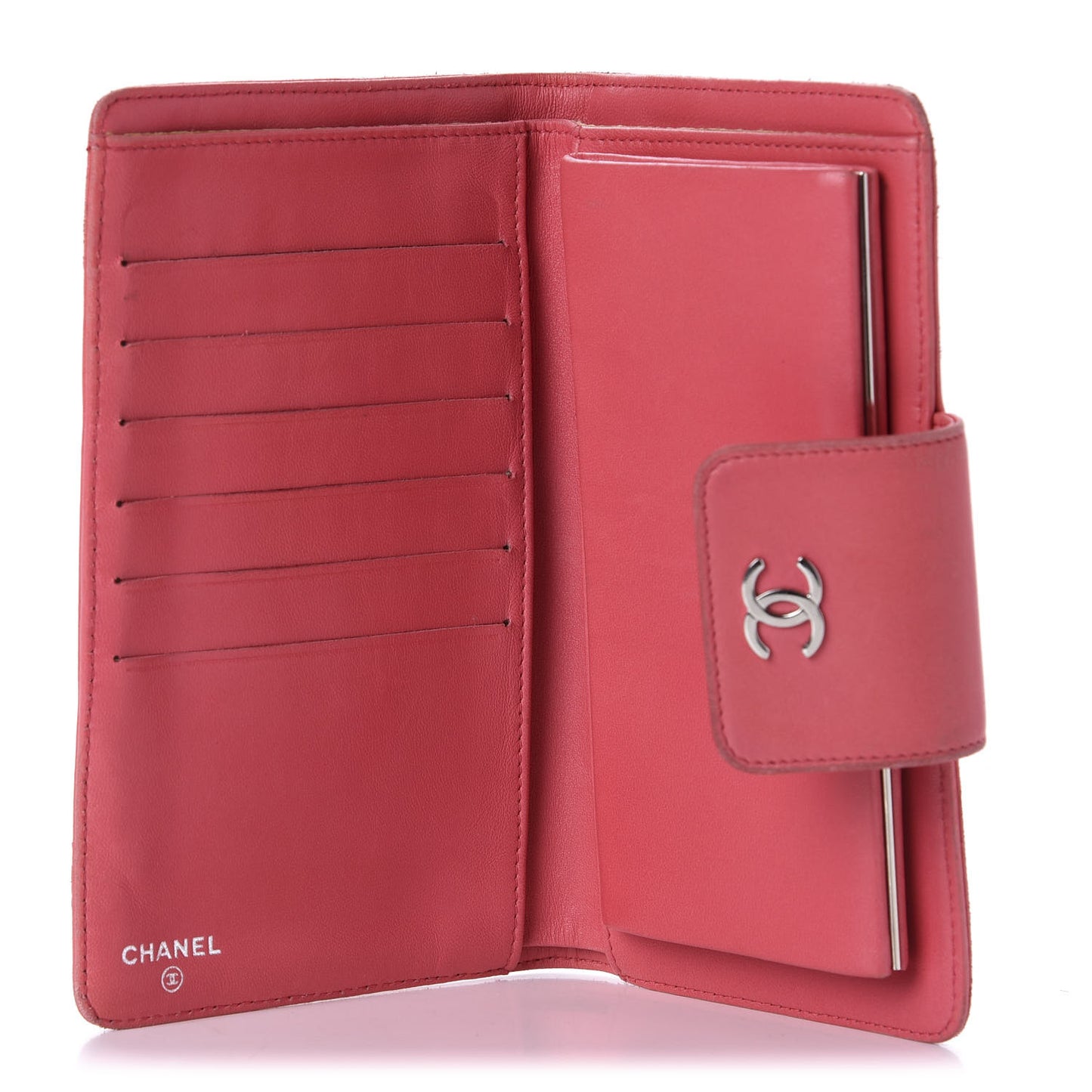 Lambskin Lucky Symbols French Flap Wallet Pink