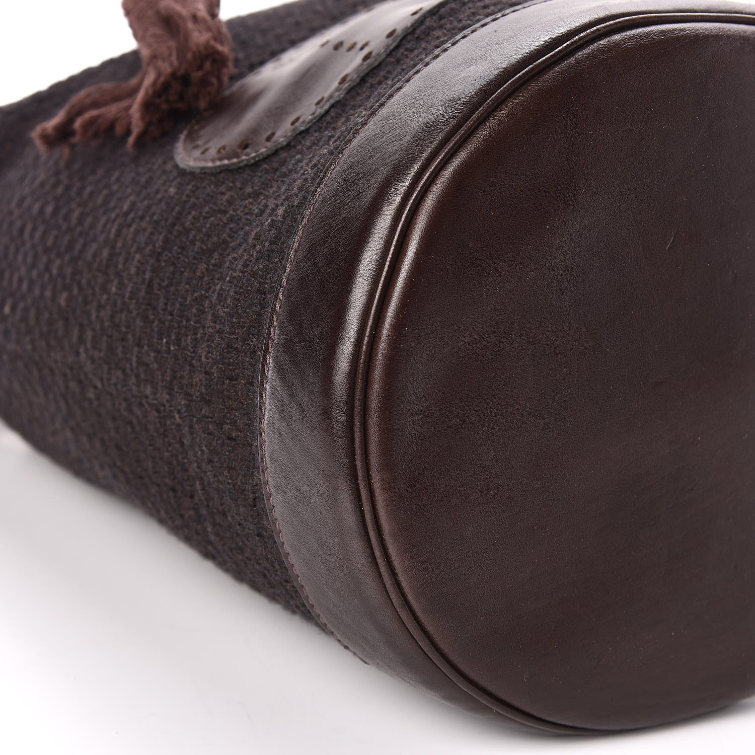 Hermes Canvas Knit Drawstring Bag Brown 5 of 11