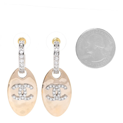 Chanel Crystal CC Tag Drop Earrings Gold 2 of 5