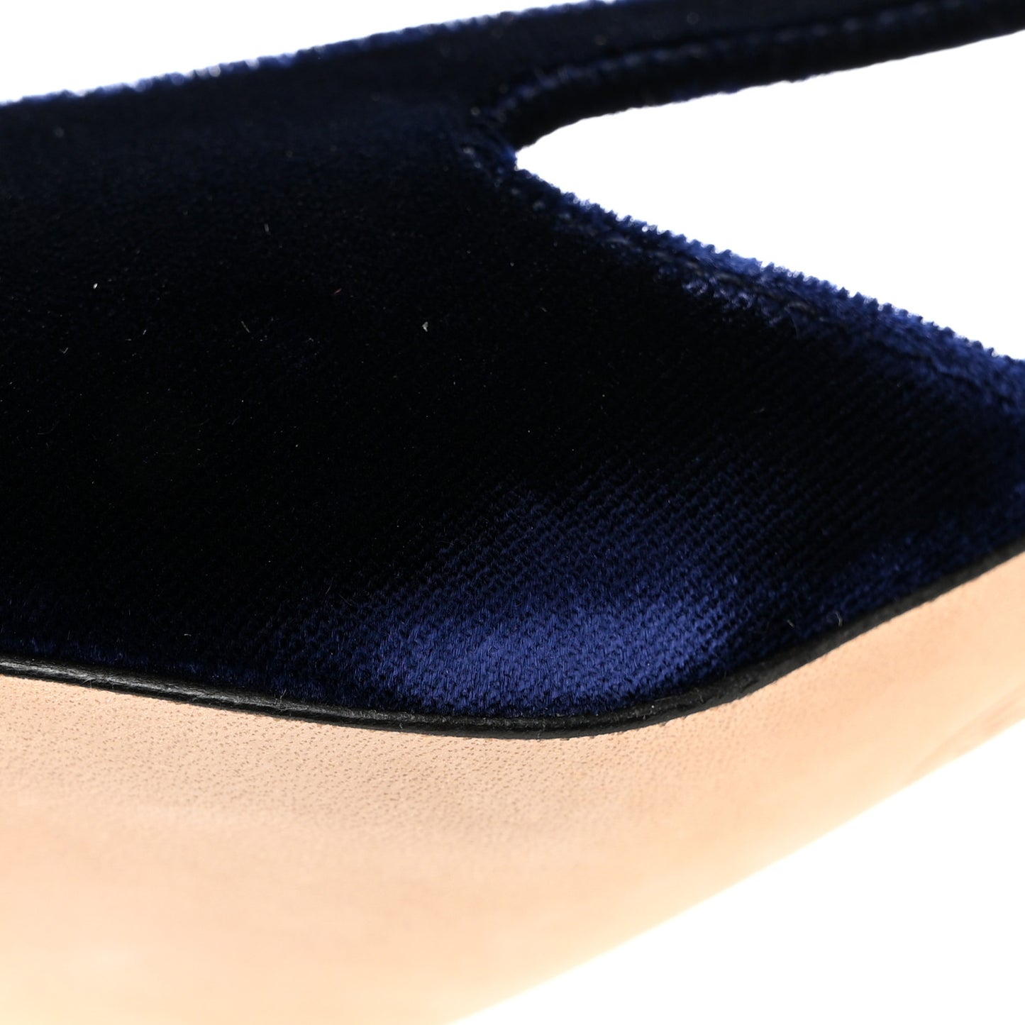 Velour Grosgrain Cap Toe CC Slingback Pumps 37.5 Blue Black
