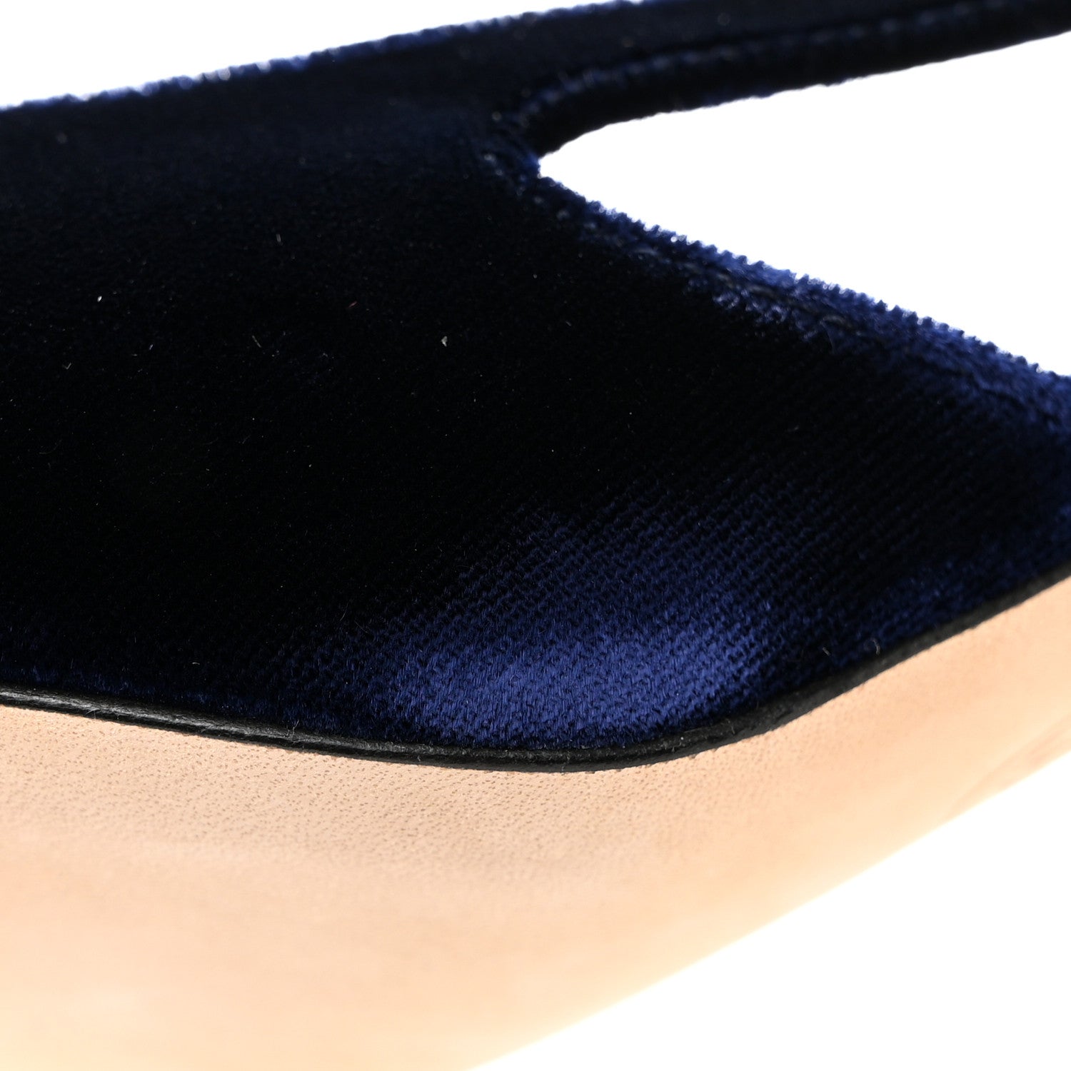 Chanel Velour Grosgrain Cap Toe CC Slingback Pumps 37.5 Blue Black 9 of 10