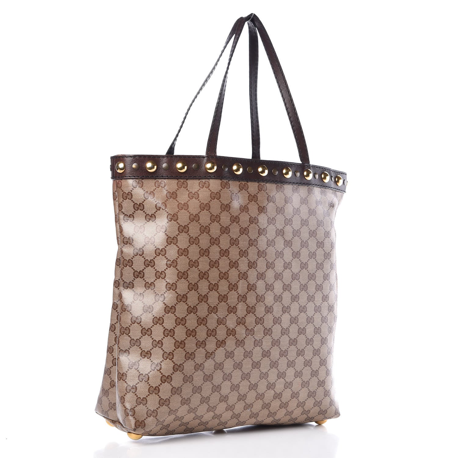 Gucci Crystal Monogram Large Babouska Vertical Shopping Tote Brown 3 of 17