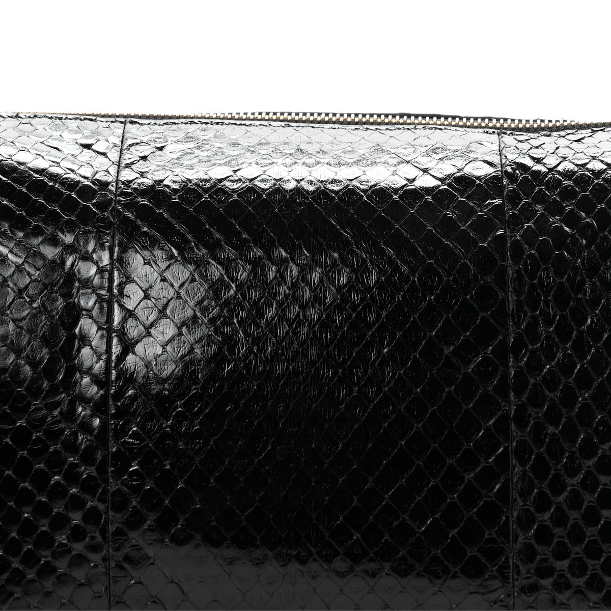 Snakeskin Half Horsebit Medium Shoulder Bag Black