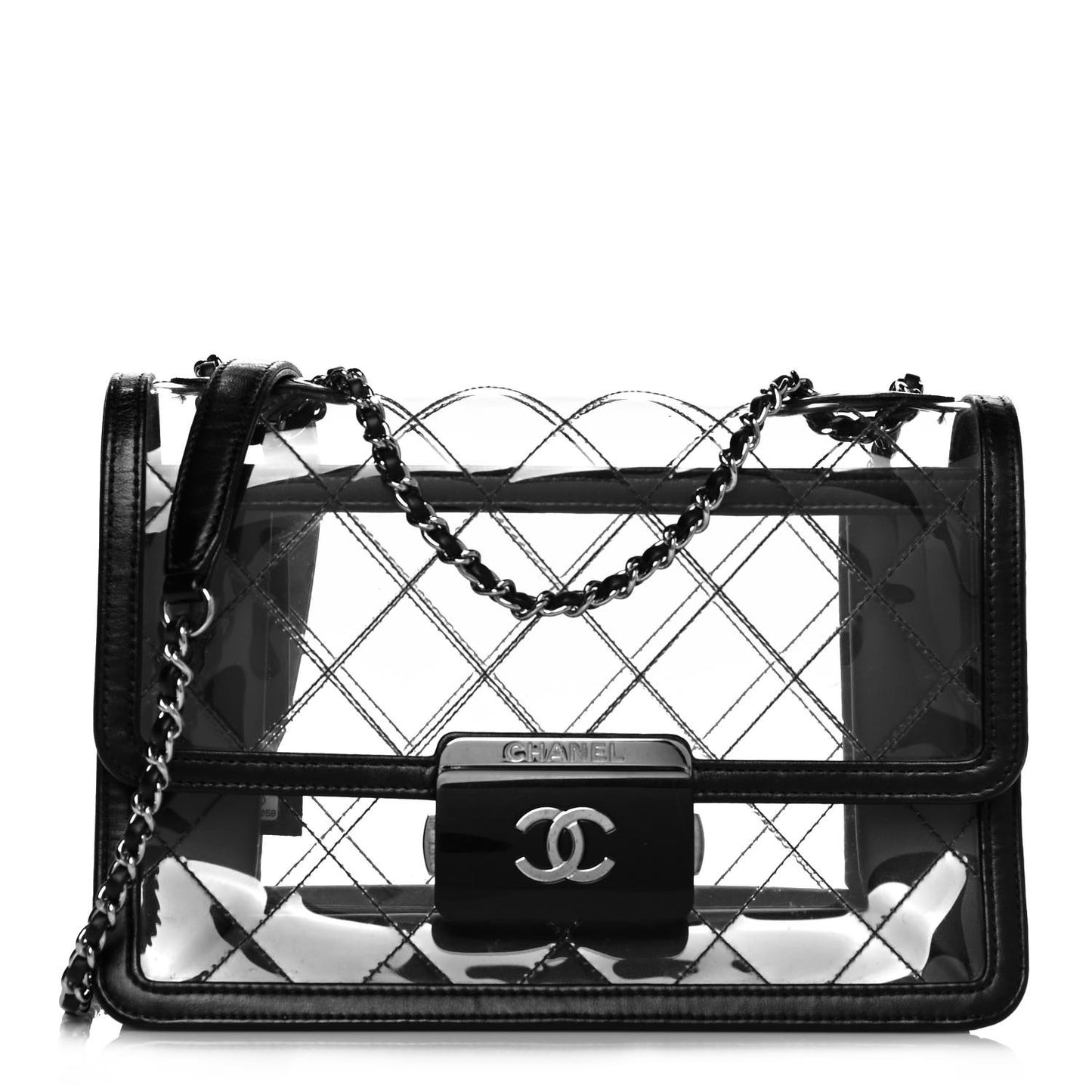PVC Lambskin Quilted Mini Beauty Lock Flap Black