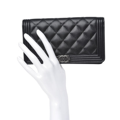 Chanel Caviar Quilted Boy Yen Wallet Black 2 of 9
