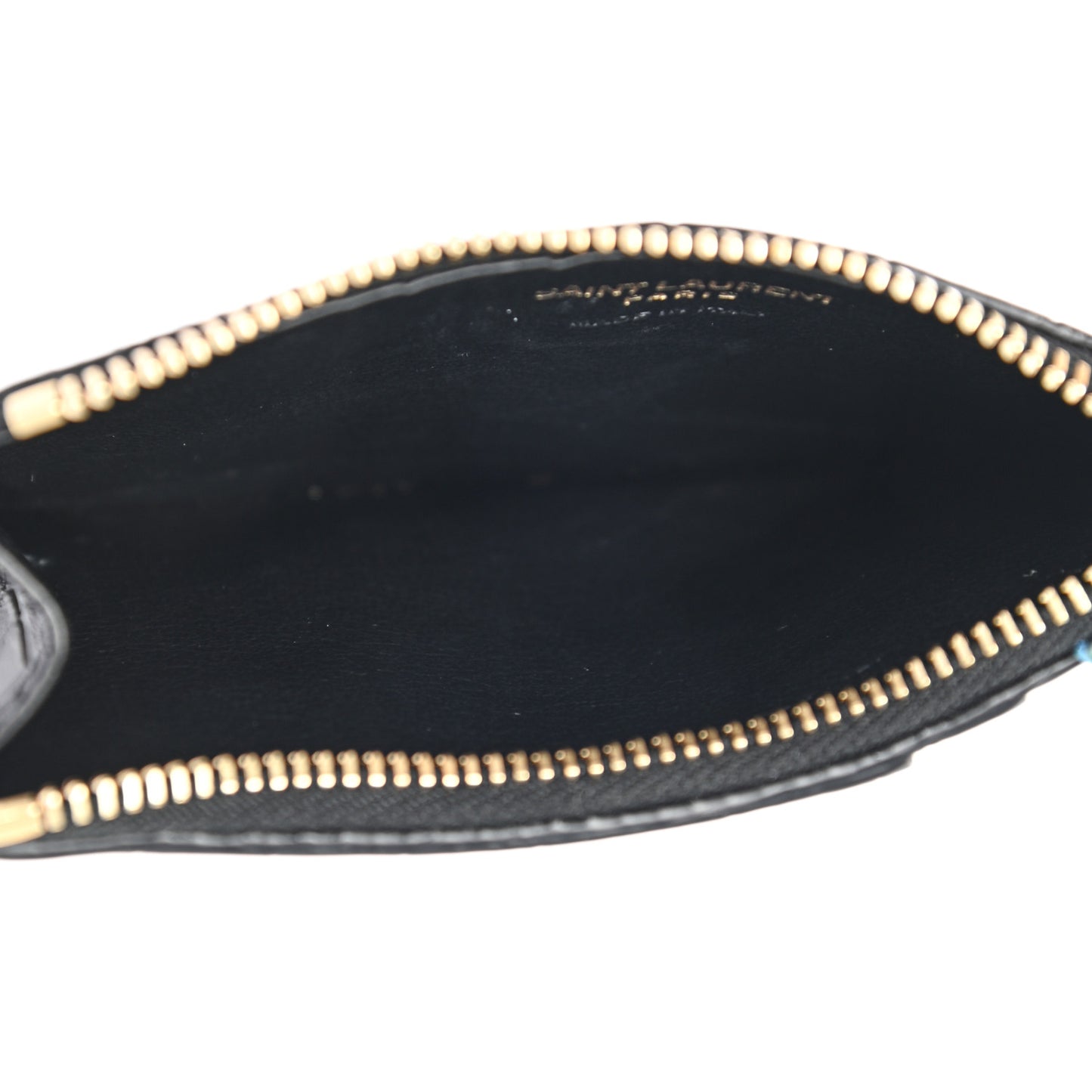 Calfskin Crocodile Embossed 5 Fragments Zip Pouch Card Holder Black