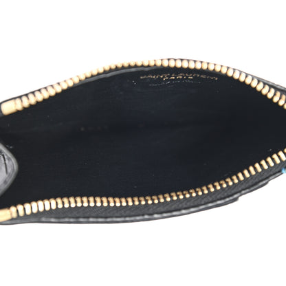Saint Laurent Calfskin Crocodile Embossed 5 Fragments Zip Pouch Card Holder Black 5 of 6