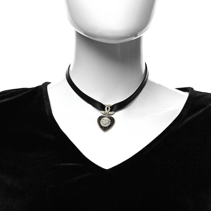 Chanel Lambskin Crystal CC Heart Choker Gold Black 2 of 5