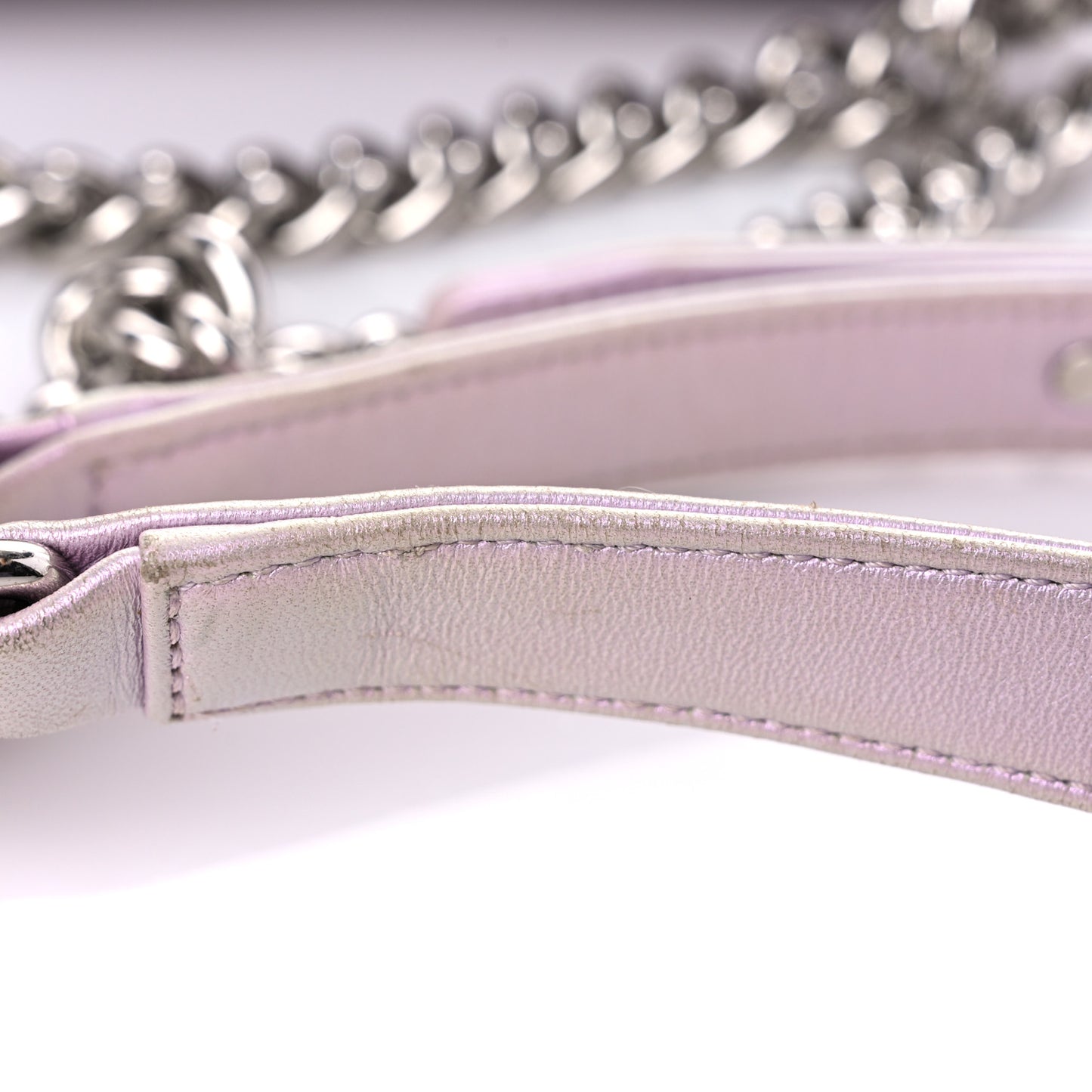 Metallic Lambskin Chevron Quilted Medium Boy Flap Purple