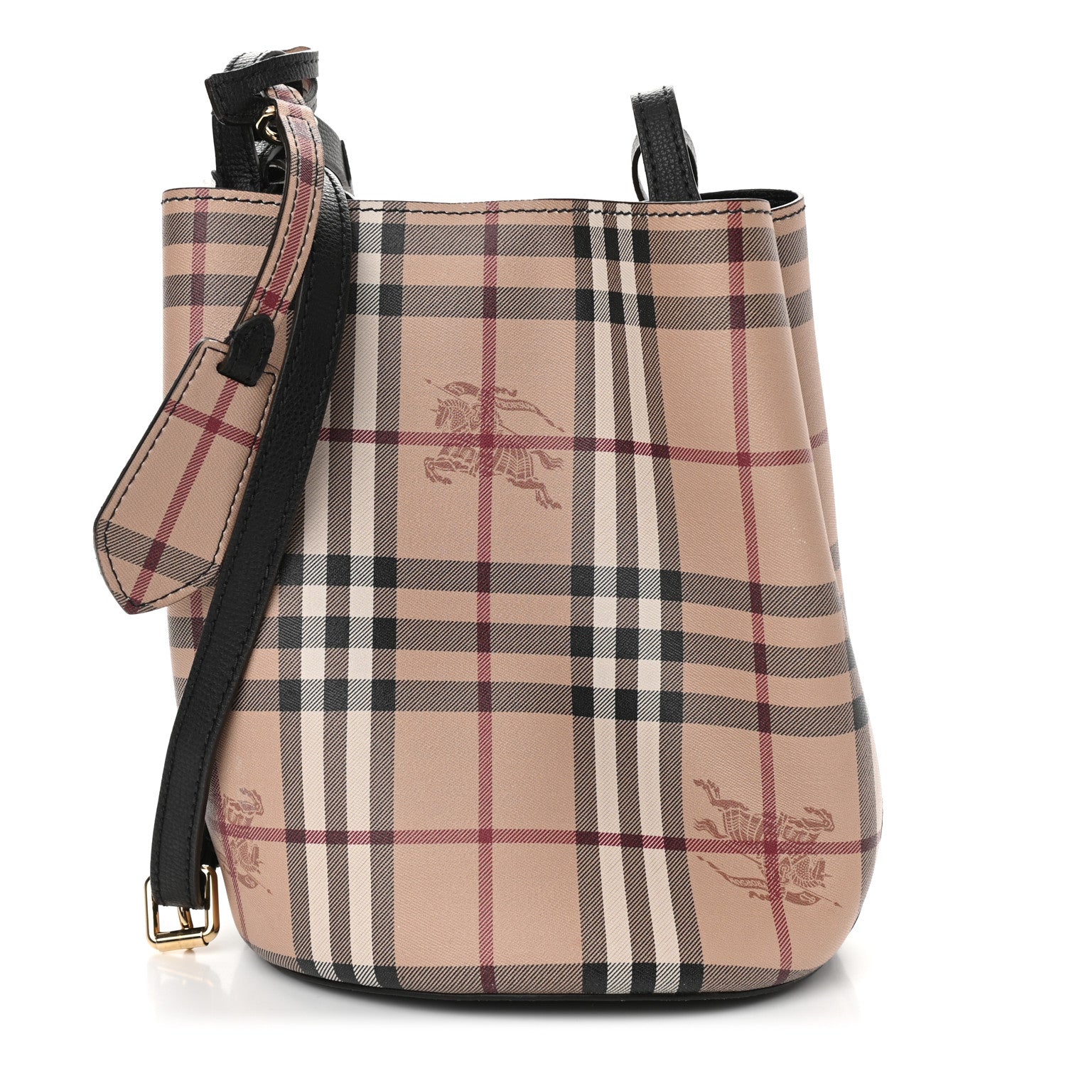 Burberry Haymarket Check Colours Small Lorne Bucket Crossbody Black 1 of 8