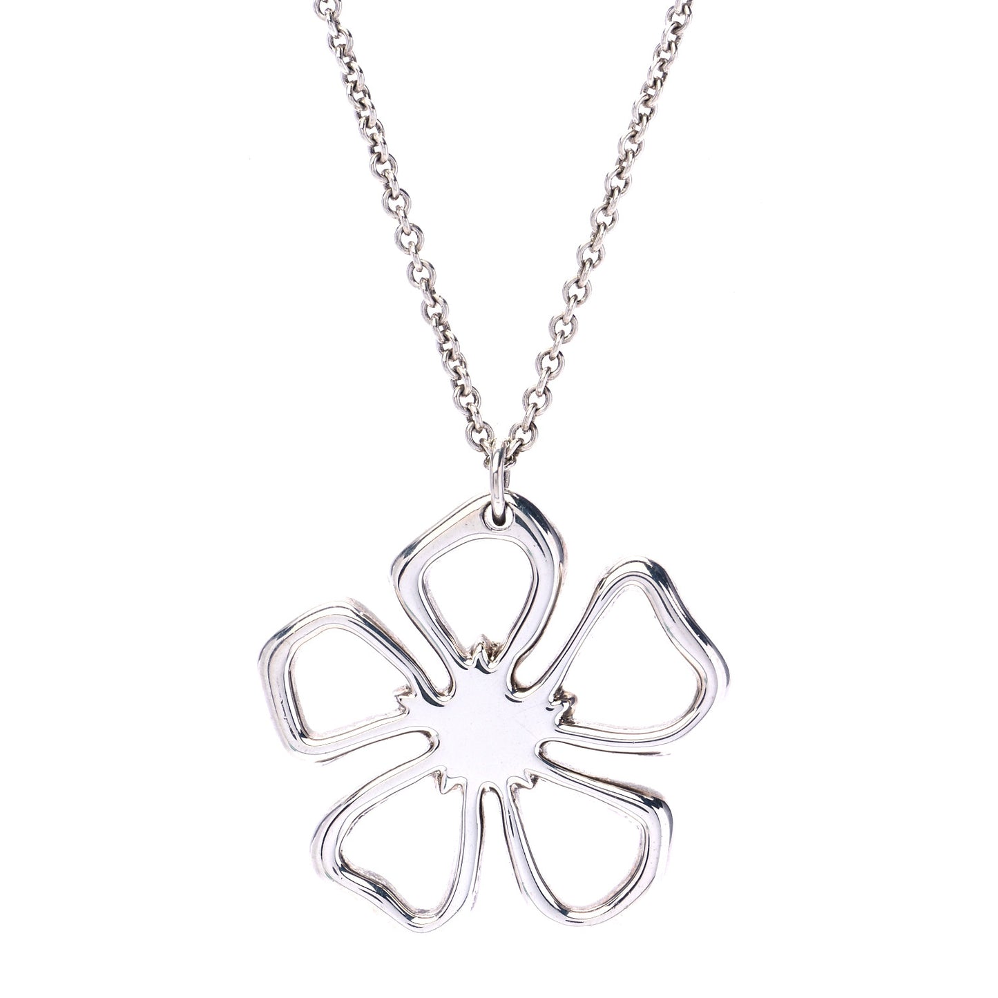 Sterling Silver Open Flower Pendant Necklace