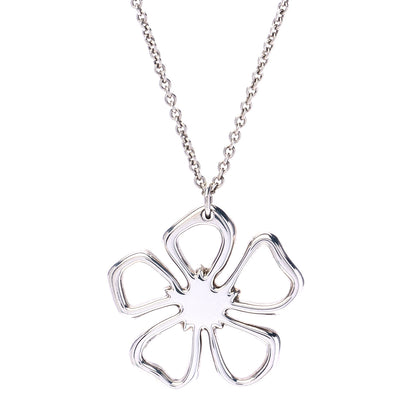Tiffany Sterling Silver Open Flower Pendant Necklace 1 of 7