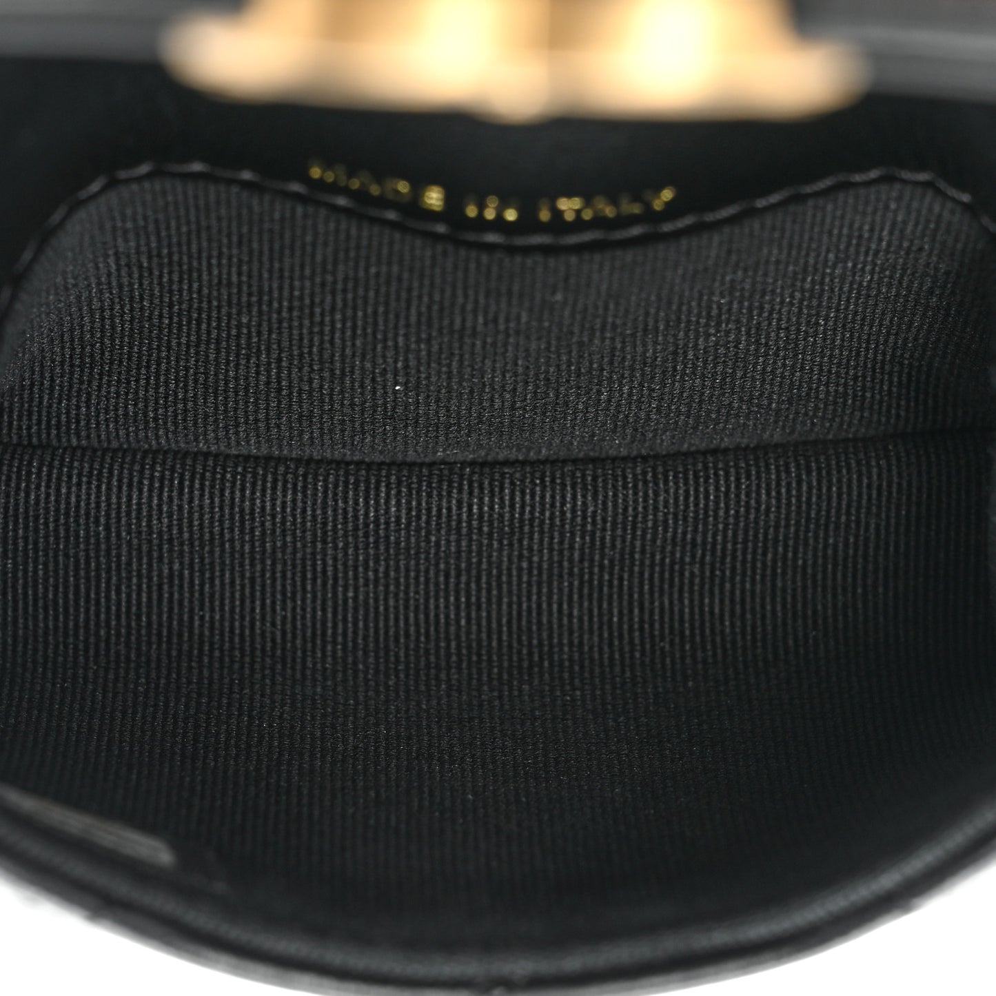 Lambskin Lacquered Metal Quilted Flap Chain Belt Bag Black