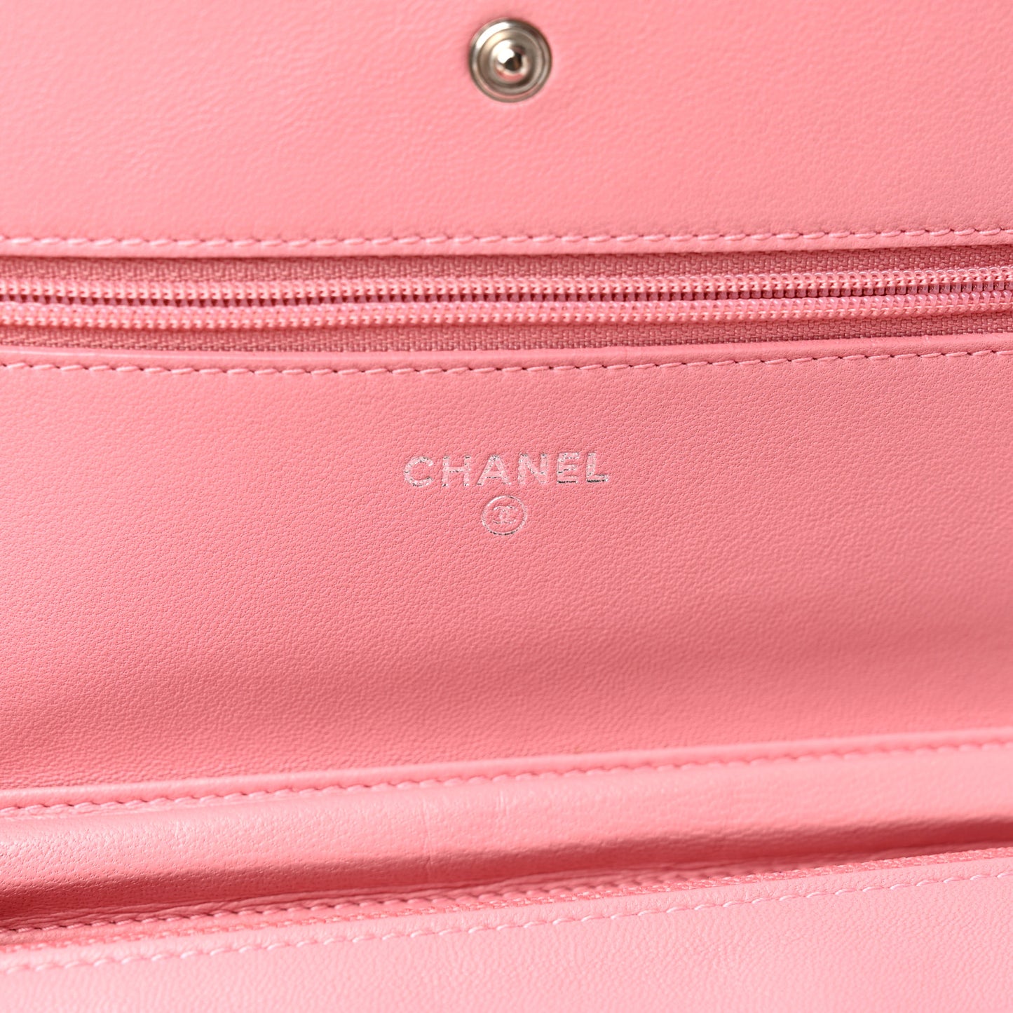Lambskin Camellia Embossed Wallet on Chain WOC Pink