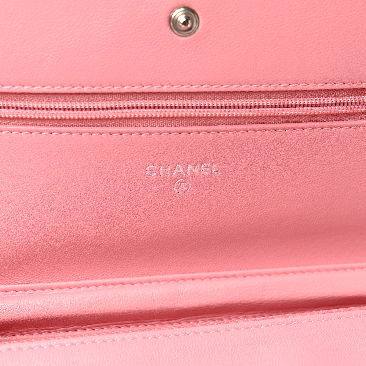 Chanel Lambskin Camellia Embossed Wallet on Chain WOC Pink 6 of 13