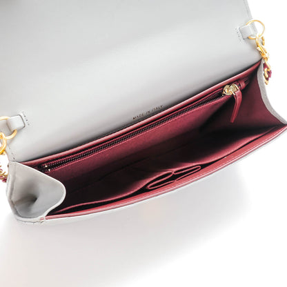 Chanel Lambskin Quilted Wallet With Removable Chain Grey Burgundy 9 of 9