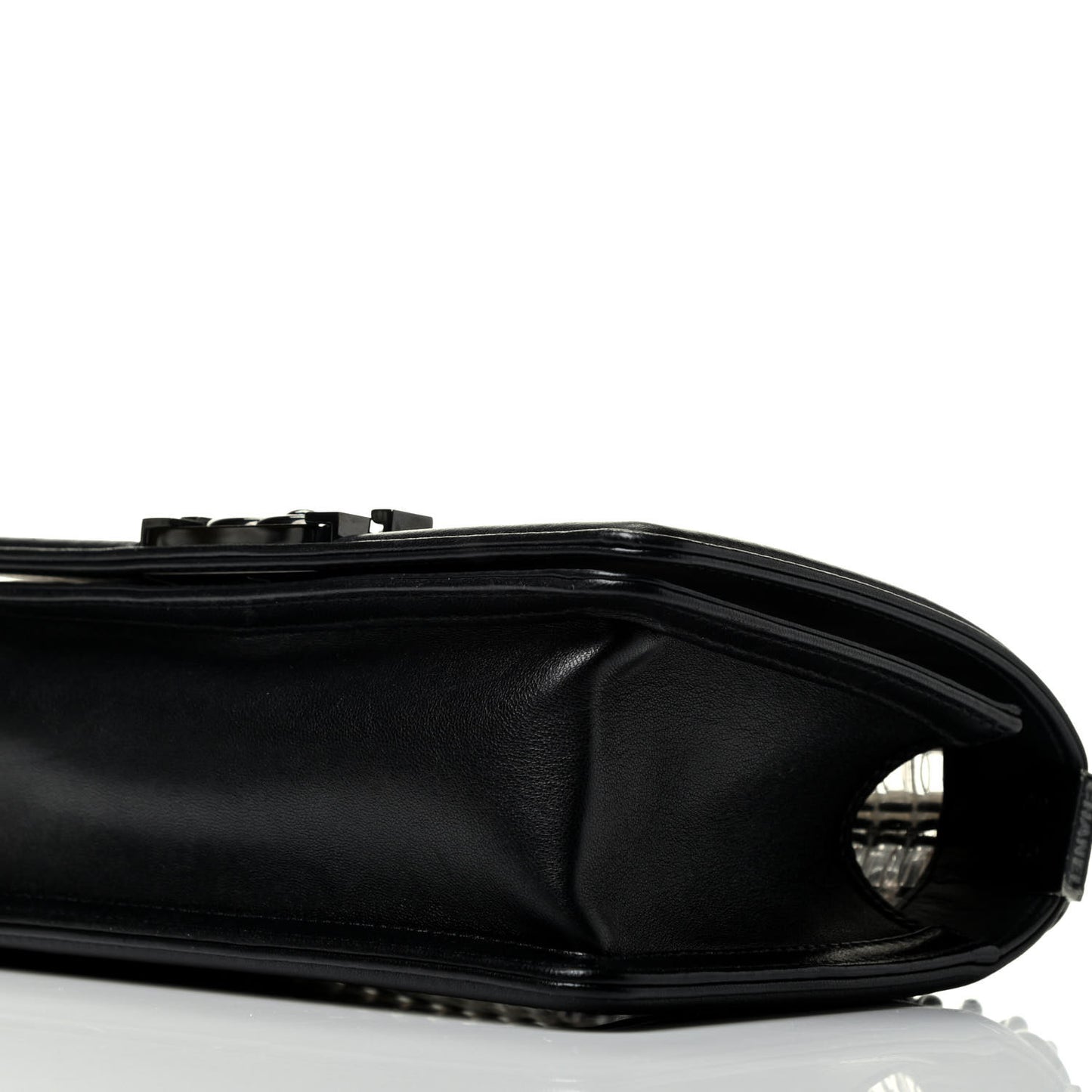 Lambskin PVC Thread Woven Small Boy Flap Black