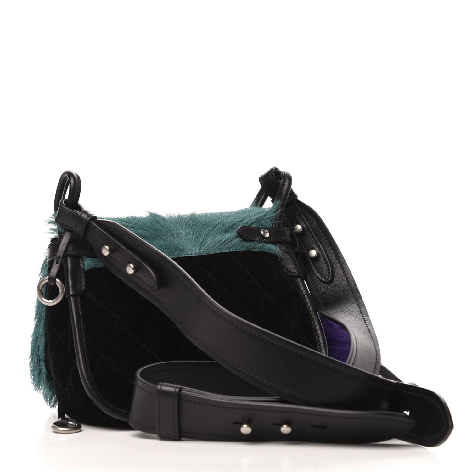 Prada Cavallino Velluto Corsaire Antic Crossbody Bag Biliardo Black 3 of 9