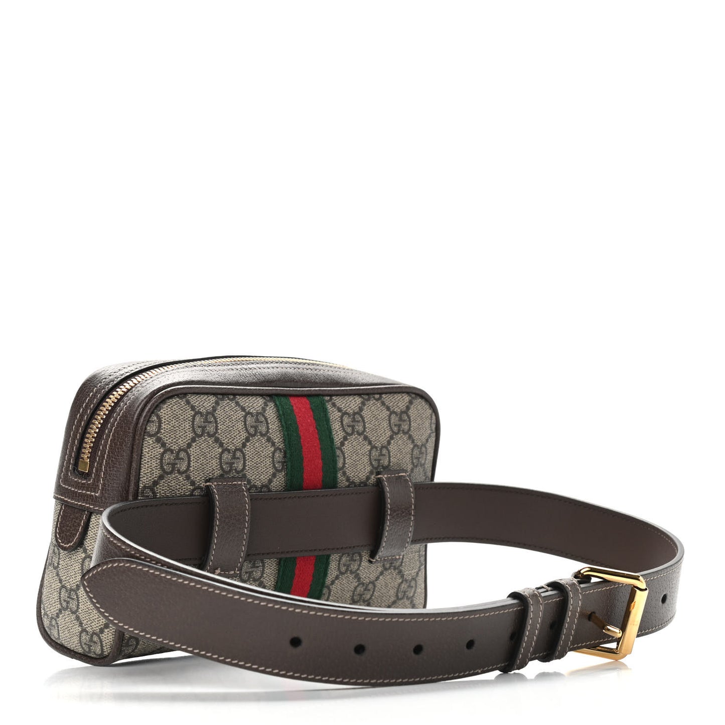 GG Supreme Monogram Web Small Ophidia Belt Bag 75 30 Dark Brown