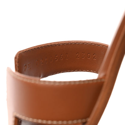 Hermes Box Calfskin Oran Sandals 38 Gold 6 of 9