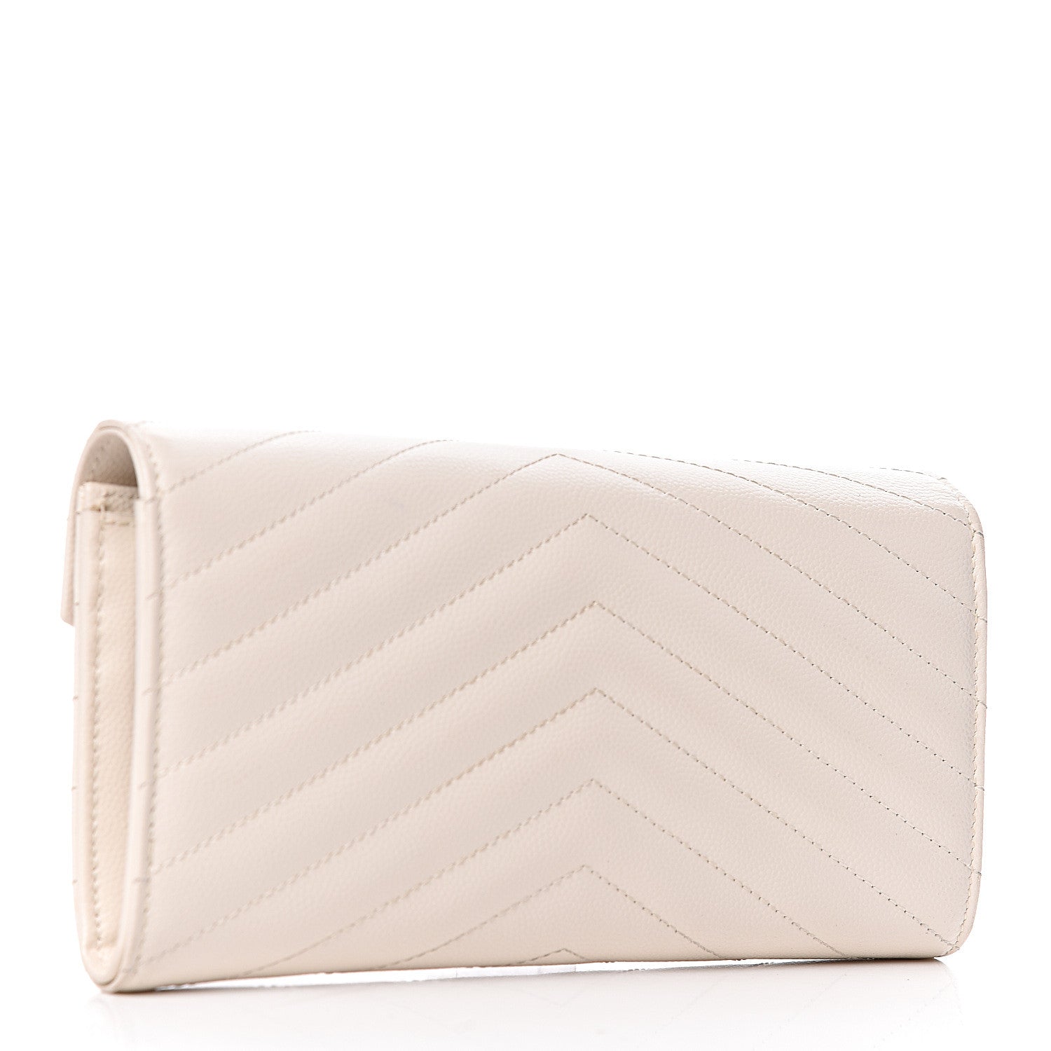 Saint Laurent Grain De Poudre Matelasse Large Monogram Flap Wallet Porcellana 3 of 11