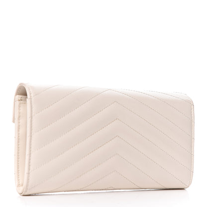 Saint Laurent Grain De Poudre Matelasse Large Monogram Flap Wallet Porcellana 3 of 11
