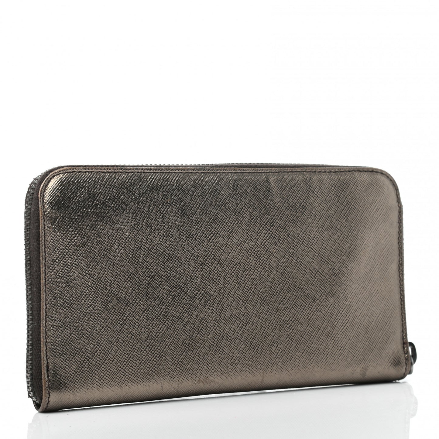 Saffiano Metal Zip Around Wallet Bronzo