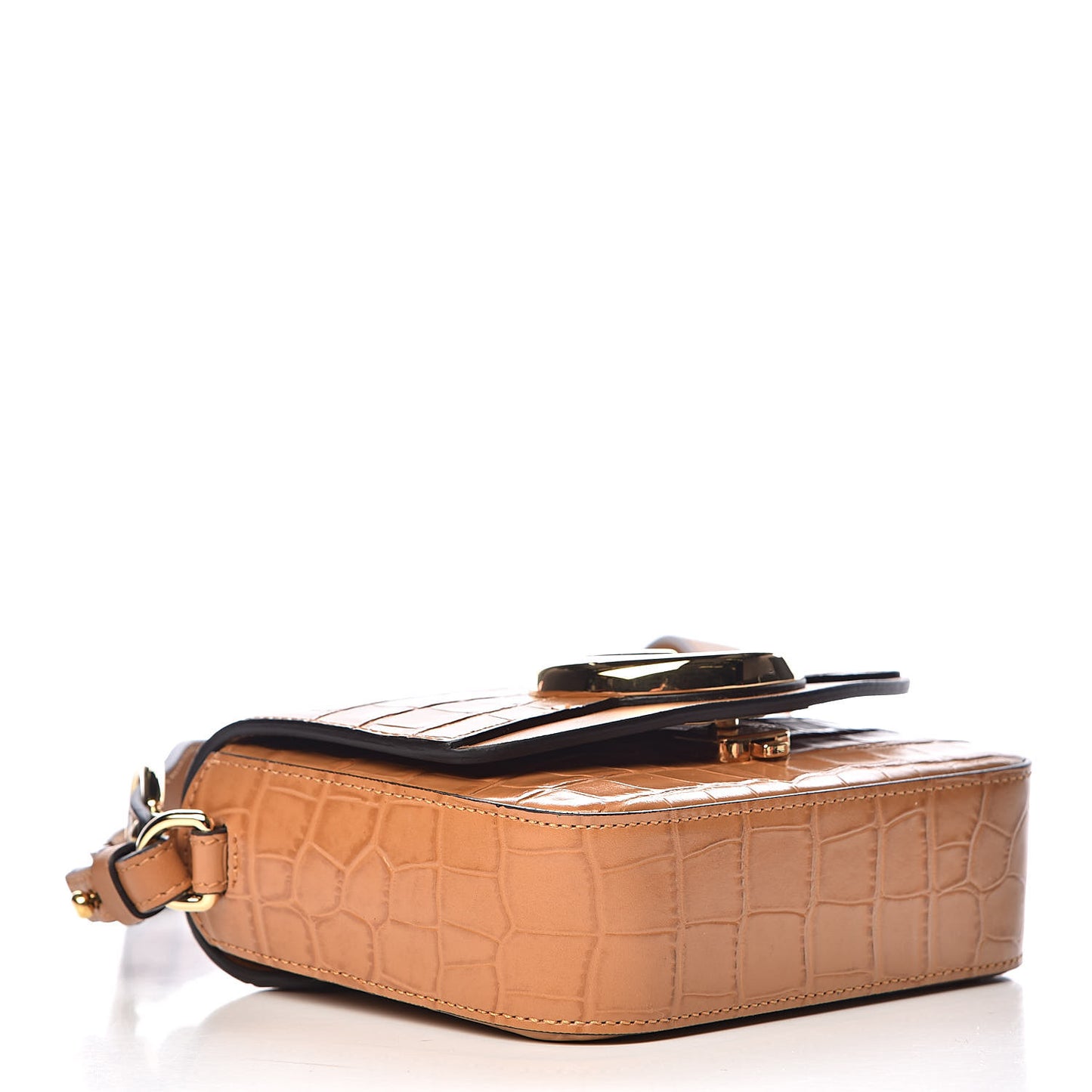 Calfskin Crocodile Embossed Mini C Bag Autumnal Brown