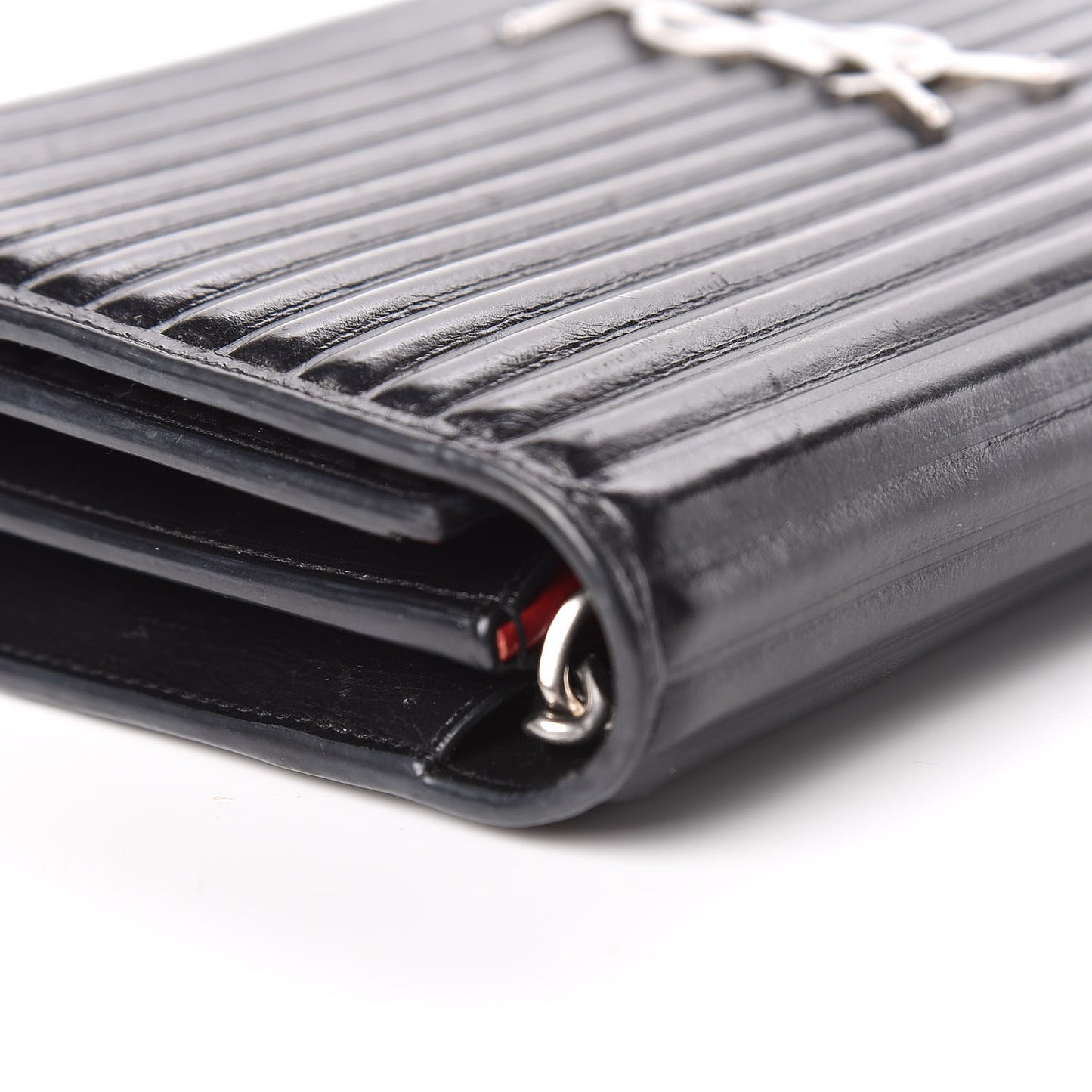 Ribbed Calfskin Opium Monogram Chain Wallet Black