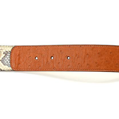 Gucci Ostrich Snakeskin Double G 40mm Belt 100 40 Gold Cloud Butter Ivory Paradise Cloud 4 of 5