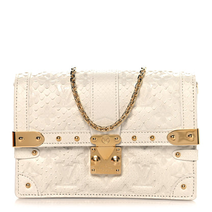 Louis Vuitton Snakeskin Monogram Embossed Trunk Chain Wallet Blanc 1 of 11